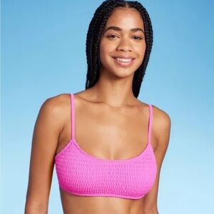 New! Wild Fable Pink Smocked Bralette Bikini Top XL
